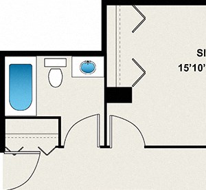1 Bed 1 Bath Floor plan at 24 S Morgan Apartments, IL, 60607
